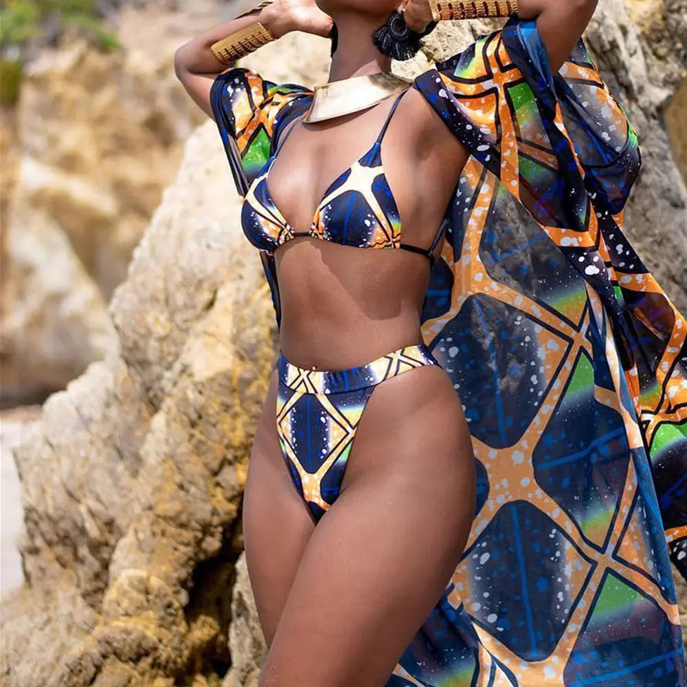 African Print Bikini Suit Funky African