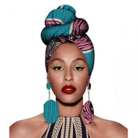 African Headscarves And Earrings 2 Pieces