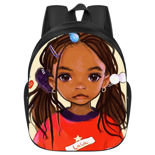 African girl school backpack