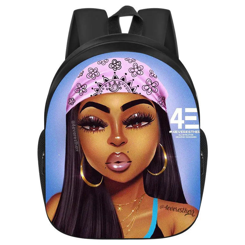 African girl school backpack Funky African