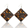 African Wooden Bohemian Square Earrings