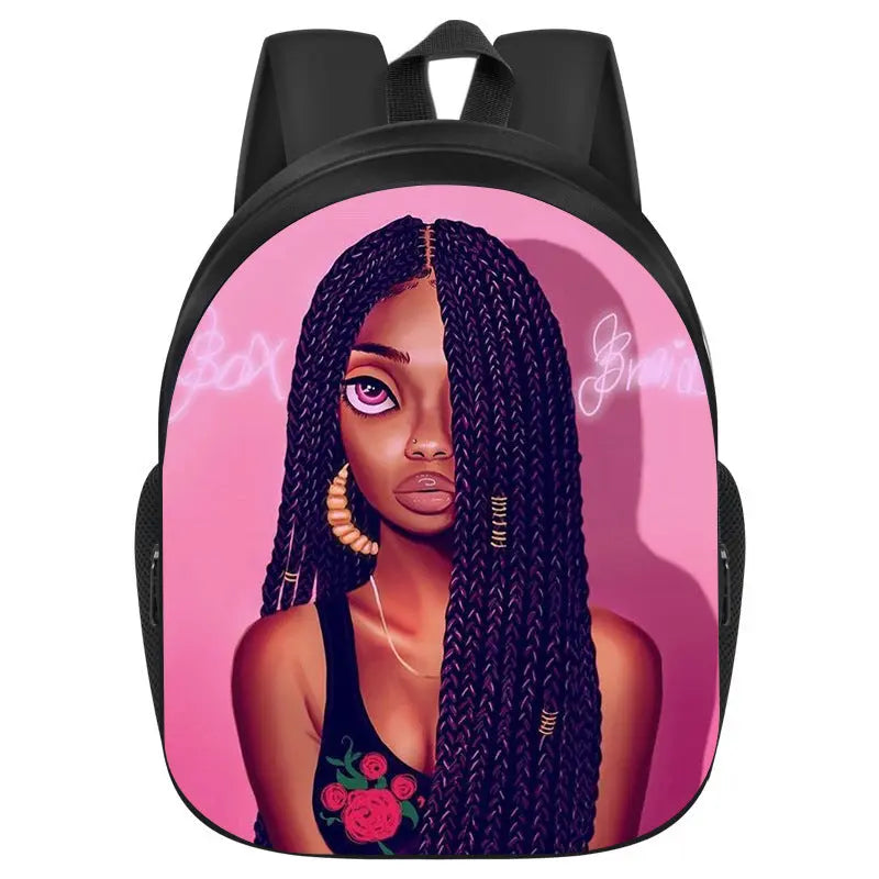 African girl school backpack Funky African