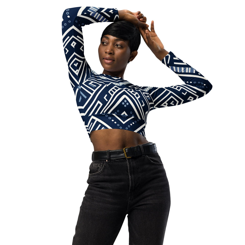 African Print long-sleeve crop top Funky African