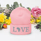 3D Embroidered love Cuffed Beanie