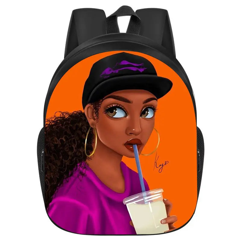 African girl school backpack Funky African