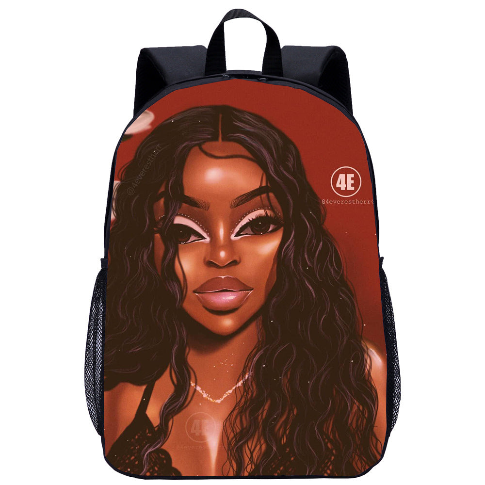 African girl school backpack