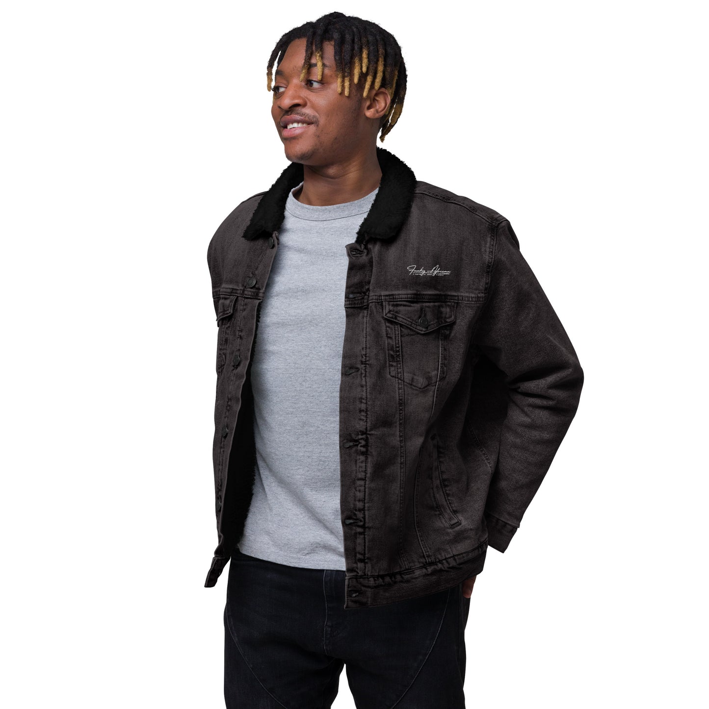 African Jungle Unisex denim sherpa jacket