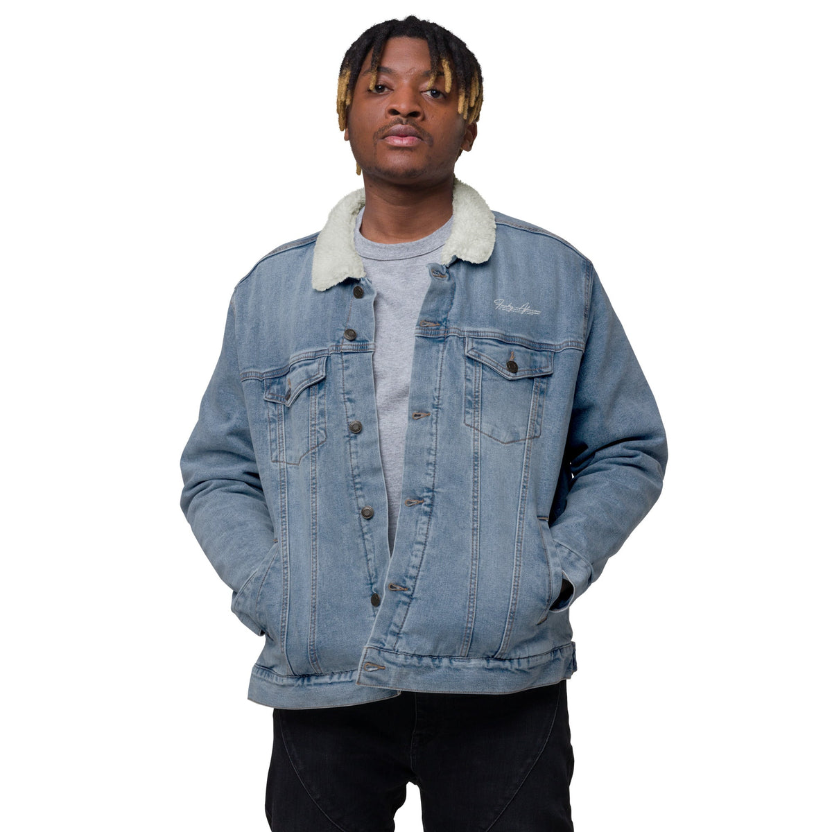 Gye Nyame Unisex denim sherpa jacket Funky African
