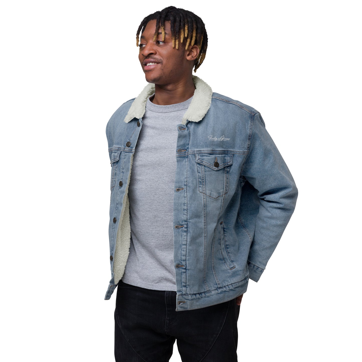 African Jungle Unisex denim sherpa jacket