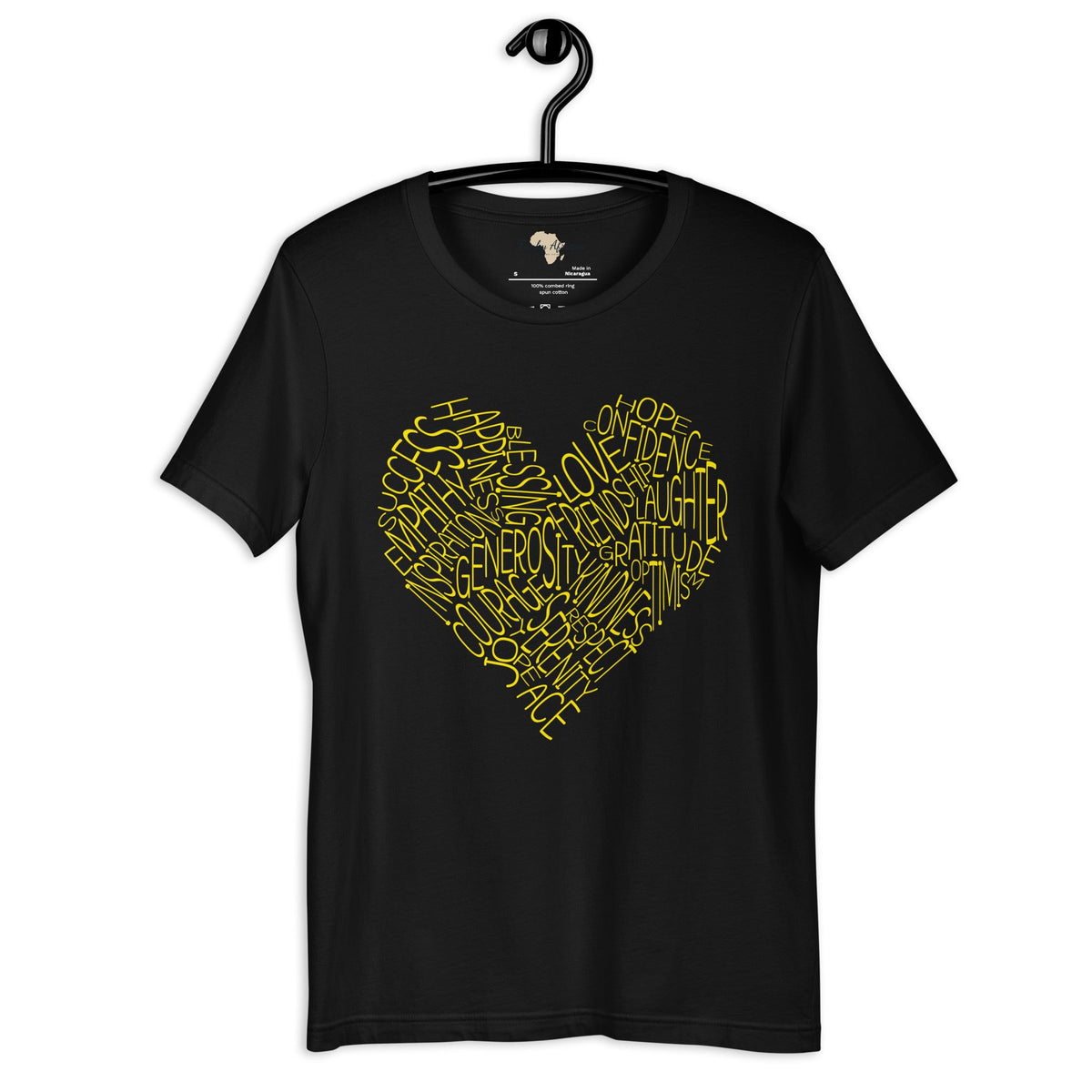Typography heart with positive words unisex tee Funky African