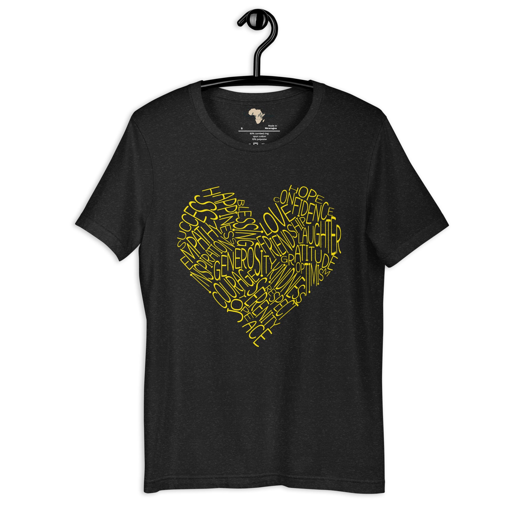 Typography heart with positive words unisex tee Funky African