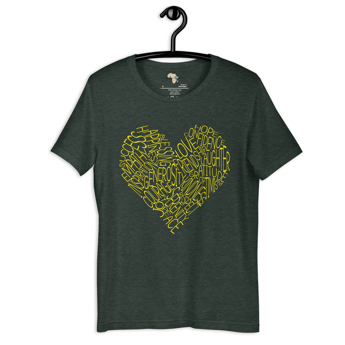 Typography heart with positive words unisex tee Funky African