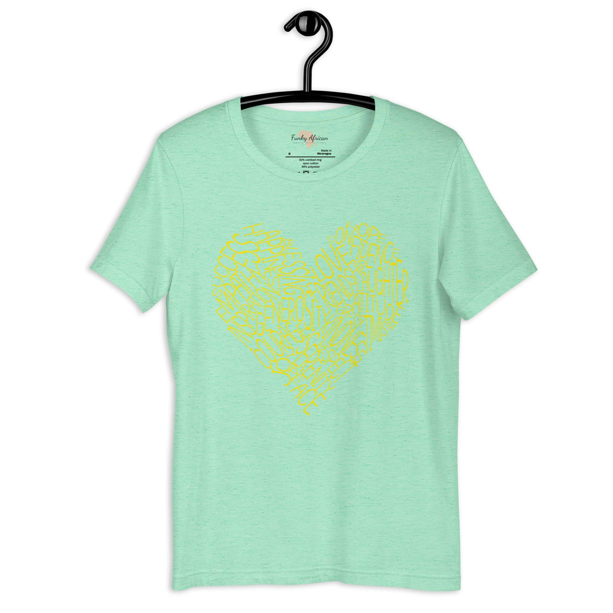 Typography heart with positive words unisex tee Funky African