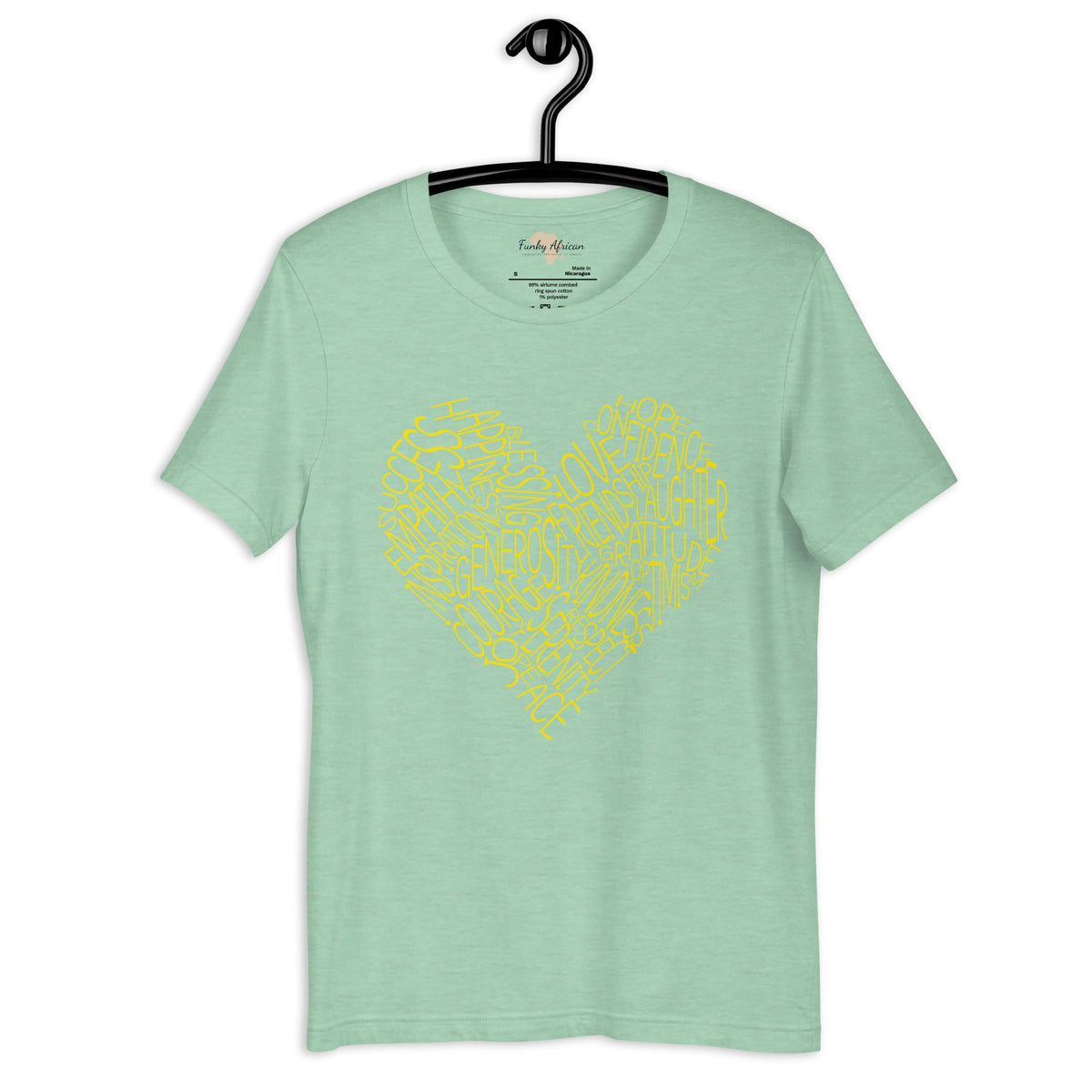 Typography heart with positive words unisex tee Funky African