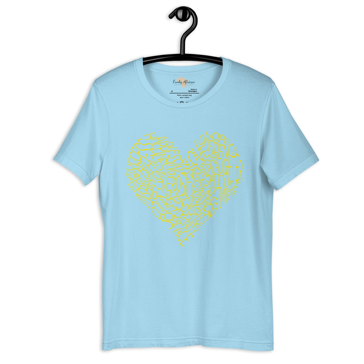 Typography heart with positive words unisex tee Funky African