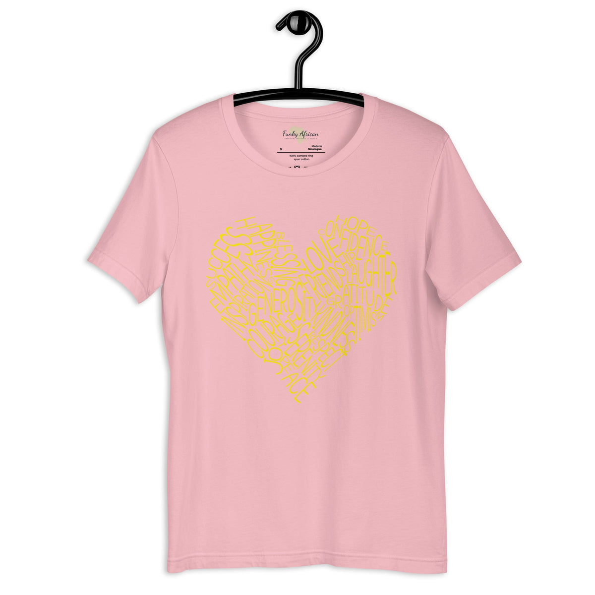 Typography heart with positive words unisex tee Funky African